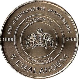 Swaziland  5 Emalangeni 2008 &quot;40th anniversary of indep.&quot;