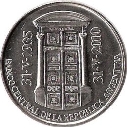 Argentinien 2 Pesos 2010  &quot;75. Jubil&auml;um der Zentralbank&quot;