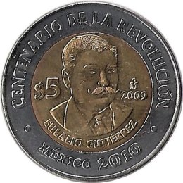 Mexiko 5 Pesos 2009 "Eulalio Gutiérrez"