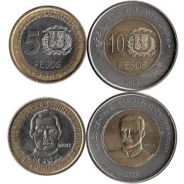 Dominikanische Republik 5, 10 Pesos 2008